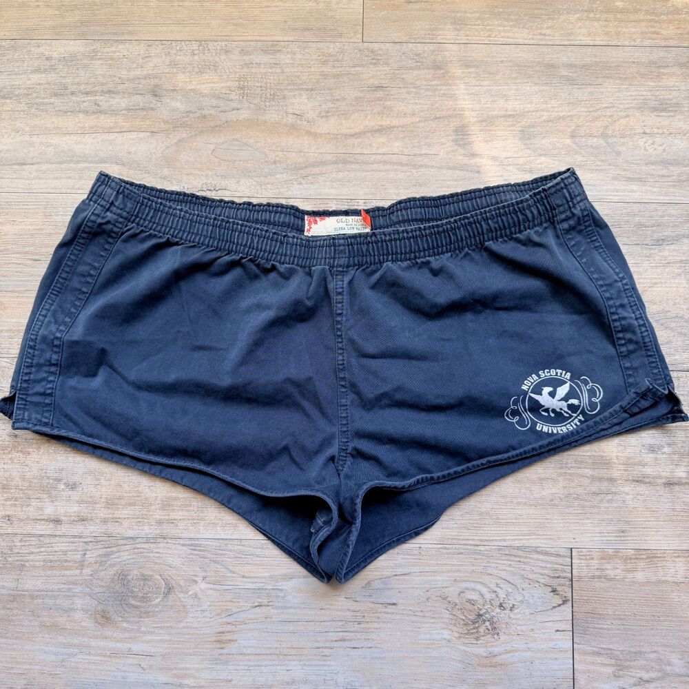 Vintage Y2K Old Navy Ultra Low Waist Dolphin Shorts Womens Large Navy Blue